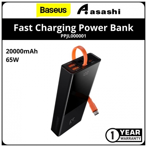 Baseus ELF Digital Display Fast Charging Power Bank 20000mAh 65W (Black) - PPJL000001 (1 yrs Limited Hardware Warranty)