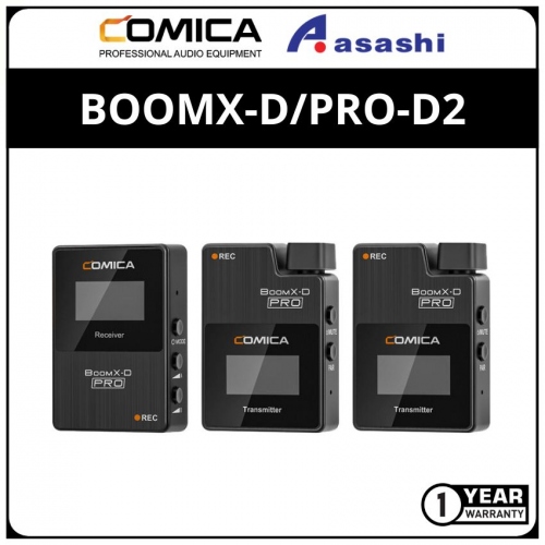 Comica Audio BoomX-D PRO D2 - Black Ultracompact 2-Person Digital Wireless Microphone System/Recorder (2.4 GHz)