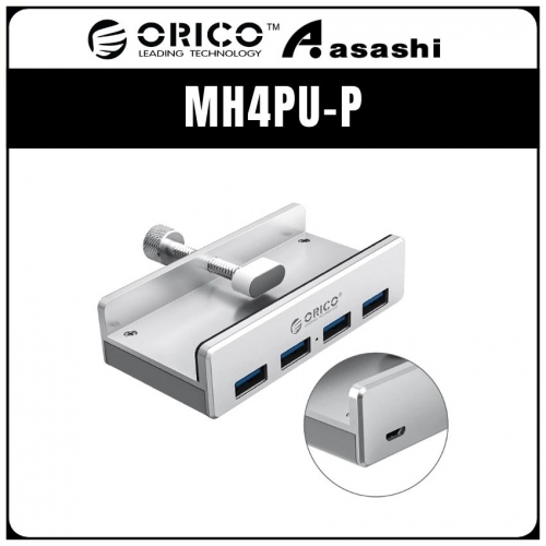 ORICO MH4PU-P Aluminum 4 Port USB3.0 Clip-type HUB with Power Micro USB- 100cm cable