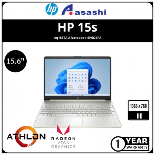 HP 15s-eq1557AU Notebook-6P6Q2PA-(AMD Athlon™ Silver 3050U/4G D4/256GB SSD/15.6