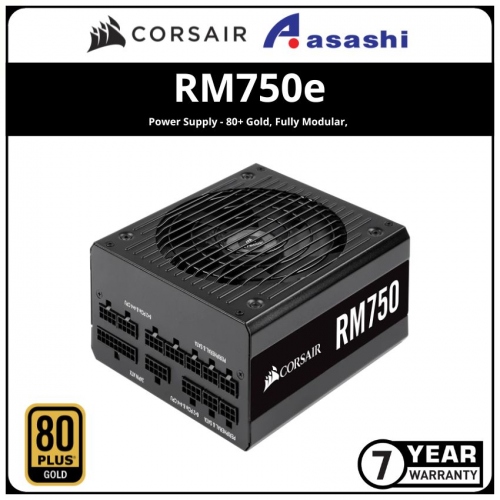 Corsair RM750e Power Supply - 80+ Gold, Fully Modular, 7 Years Warranty