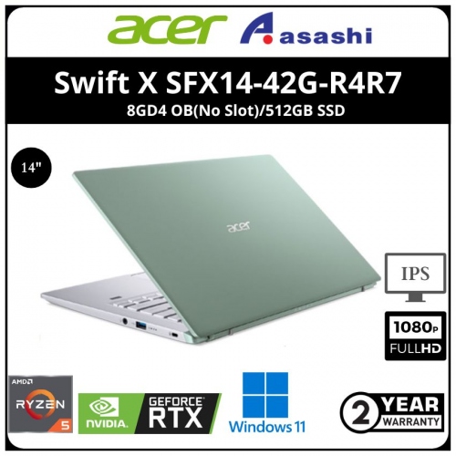 Acer Swift X SFX14-42G-R4R7 Notebook (AMD Ryzen 5-5625U/8GD4 OB(No Slot)/512GB SSD/Nvidia RTX3050Ti 4GB Graphic//14