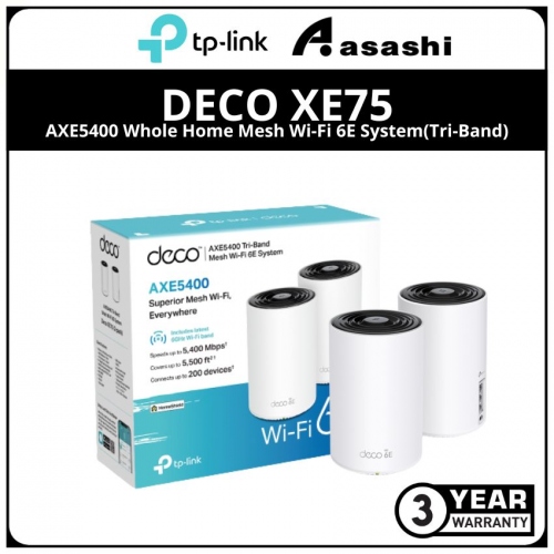 Tp-Link Deco XE75(2 Packs) AXE5400 Whole Home Mesh Wi-Fi 6E System(Tri-Band)