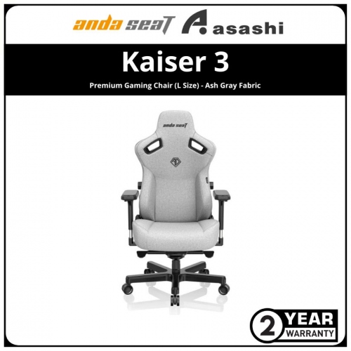 ANDA SEAT Kaiser 3 Premium Gaming Chair (L Size) - Ash Gray Fabric