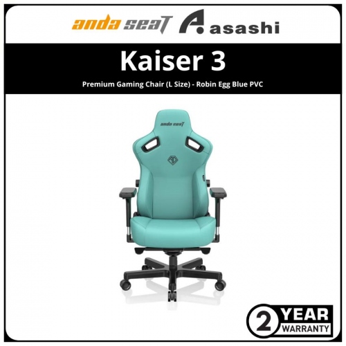 ANDA SEAT Kaiser 3 Premium Gaming Chair (L Size) - Robin Egg Blue PVC