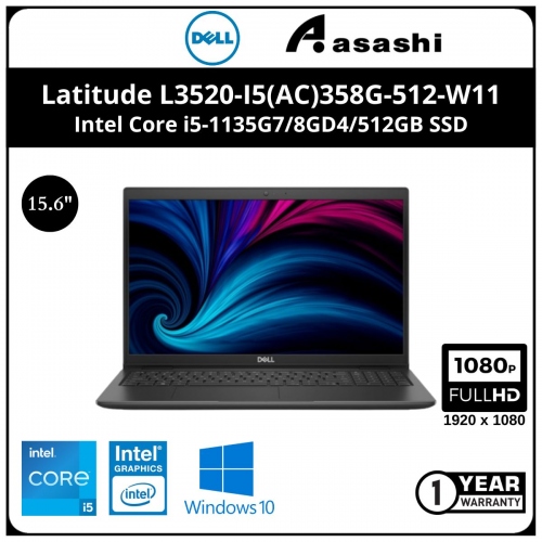 Dell Latitude L3520-I5(AC)358G-512-W11 Commercial Notebook (i5-1135G7/8GD4/512GB SSD/15.6