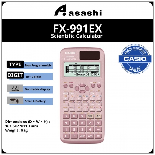 Casio FX-991EX-PK Scientific Calculator - Pink Limited Edition (12months + 6months e-warrany) MUST KEEP BOX FOR WARRANTY