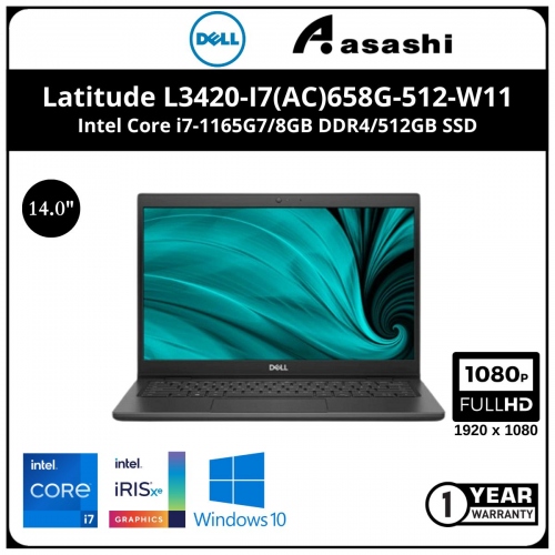 Dell Latitude L3420-I7(AC)658G-512-W11 Commercial Notebook (i7-1165G7/8GB DDR4/512GB SSD/14