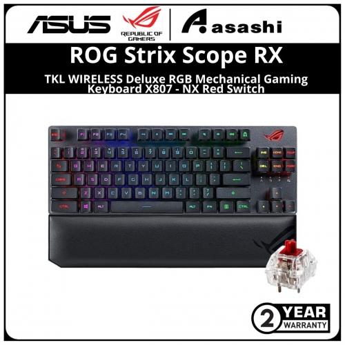ASUS ROG STRIX SCOPE RX TKL WIRELESS Deluxe RGB Mechanical Gaming Keyboard X807 - ROG RX RED 2Y