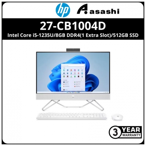 HP 27-cb1004d Consumer AIO Desktop-699V7PA-(Intel Core i5-1235U/8GB DDR4(1 Extra Slot)/512GB SSD/No-DVD/27