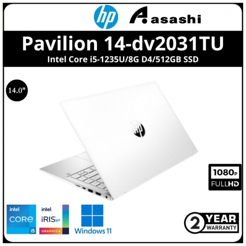HP Pavilion 14-dv2031TU Notebook-6J9G5PA-(Intel Core i5-1235U/8G D4/512GB SSD/14