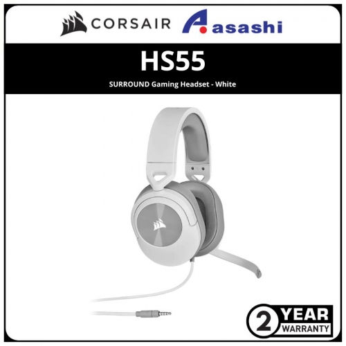 Corsair HS55 Surround Wired Gaming Headset - White (3.5mm+USB 7.1 Adapter) CA-9011266-AP
