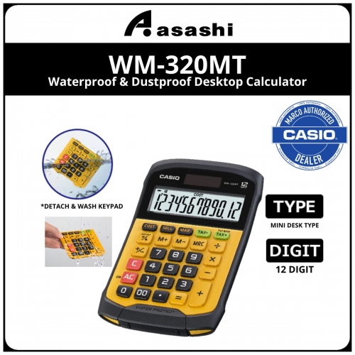 Casio WM-320MT Waterproof & Dustproof Calculator (12months Warrany) MUST KEEP BOX FOR WARRANTY
