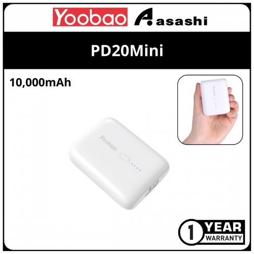 Yoobao PD20Mini-White Power Delivery 10000mA Power Bank (1 yrs Limited Hardware Warranty)