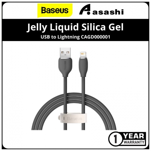 Baseus CAGD000001 Jelly Liquid Silica Gel Fast Charging Data Cable USB to iP 2.4A 1.2m - Black (CAGD000001)