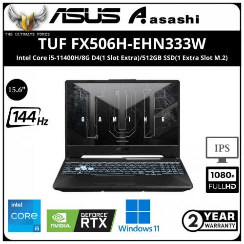 Asus TUF FX506H-EHN333W Gaming Notebook - (Intel Core i5-11400H/8G D4(1 Slot Extra)/512GB SSD(1 Extra Slot M.2)/15.6