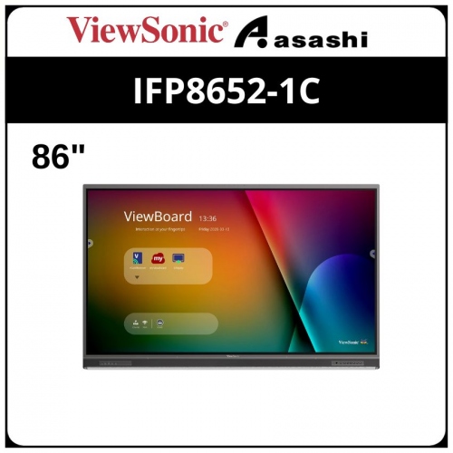 ViewSonic IFP8652-1C 86'' 4K Viewboard Interactive Flat Panel Touch Display (4GB/32GB, Slim IR, Dual Pen, Android 9.0)