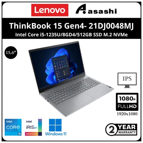 Lenovo ThinkBook 15 Gen4 Commercial Notebook-21DJ0048MJ-(Intel Core i5-1235U/8GD4/512GB SSD M.2 NVMe/Intel Iris Graphic/15.6