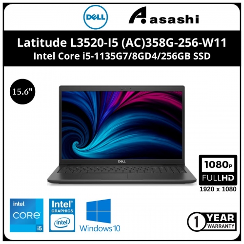 Dell Latitude L3520-I5(AC)358G-256-W11 Commercial Notebook (Intel Core i5-1135G7/8GD4/256GB SSD/15.6