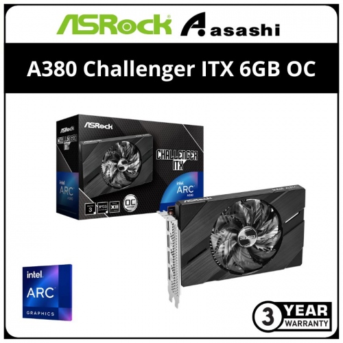 ASRock Intel Arc A380 Challenger ITX 6GB OC Graphic Card (A380 CLI 6GO)