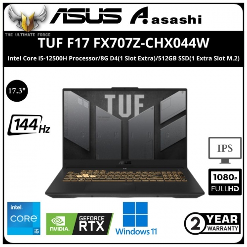 Asus TUF F17 FX707Z-CHX044W Gaming Notebook - (Intel Core i5-12500H Processor/8G D4(1 Slot Extra)/512GB SSD(1 Extra Slot M.2)/17.3
