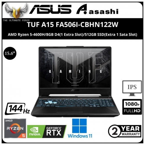Asus TUF A15 FA506I-CBHN122W Gaming Notebook - (AMD Ryzen 5-4600H/8GB D4(1 Extra Slot)/512GB SSD(Extra 1 Sata Slot)/15.6