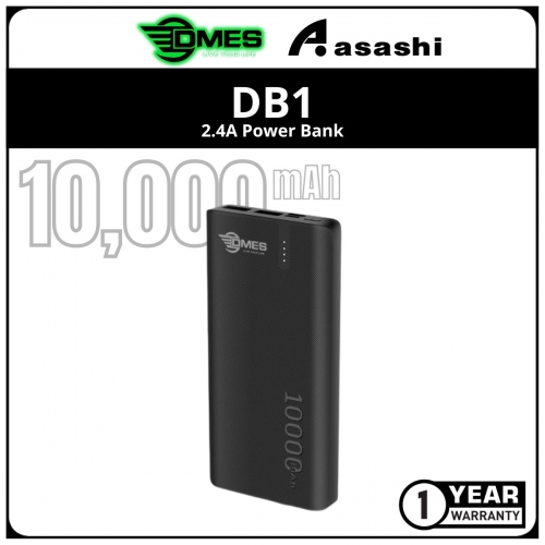 DMES DB1 (Black) 10000mAh 2.4A Power Bank - 1Y