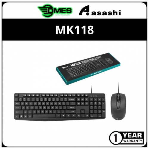 DMES MK118 USB Wired Keyboard & Mouse Combo- 1Y