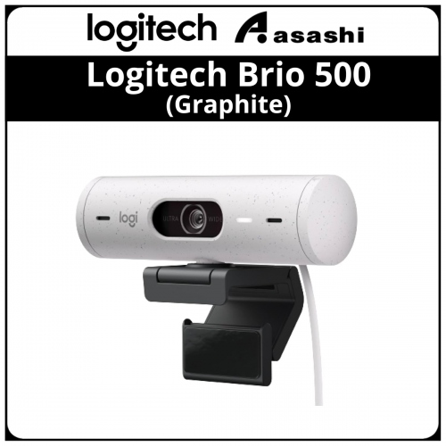 Logitech Brio 500 (Graphite) Full HD Webcam with Auto Light Correction,Show Mode, Dual Noise Reduction Mics, Work on Teams & Zoom