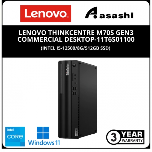 Lenovo ThinkCentre M70T Gen3 Commercial Desktop-11T6S01100- (Intel i5-12500/8G/512GB SSD/No-DVD/Keybaord&Mouse/Win11Pro DG Win10Pro/3Y NBD)