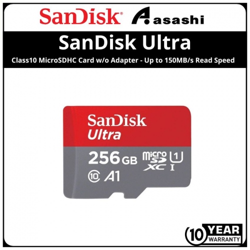 Sandisk (SDSQUAC-256G-GN6MN) Ultra 256GB UHS-I Class10 MicroSDHC Card w/o Adapter - Up to 150MB/s Read Speed