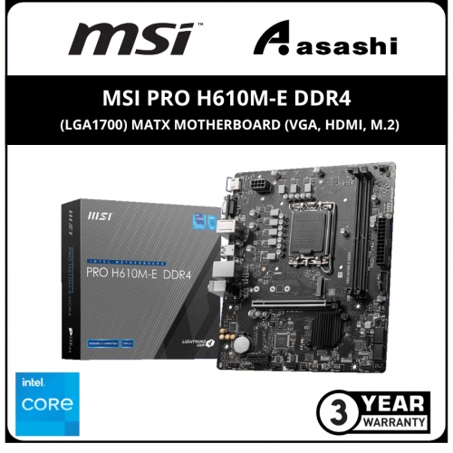 MSI PRO H610M-E DDR4 (LGA1700) mATX Motherboard (VGA, HDMI, M.2)