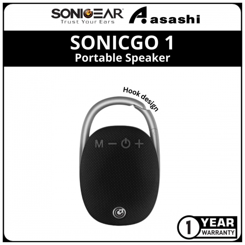 Sonic Gear SONICGO 1 Clipz (Black) Portable Speaker Built in Mic with Hook Design