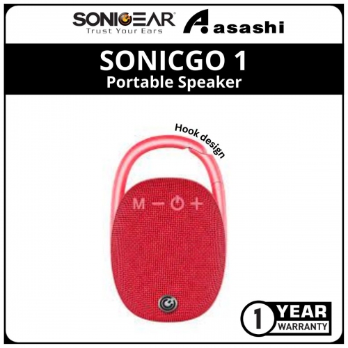 Sonic Gear SONICGO 1 Clipz (Red) Portable Speaker Built in Mic with Hook Design