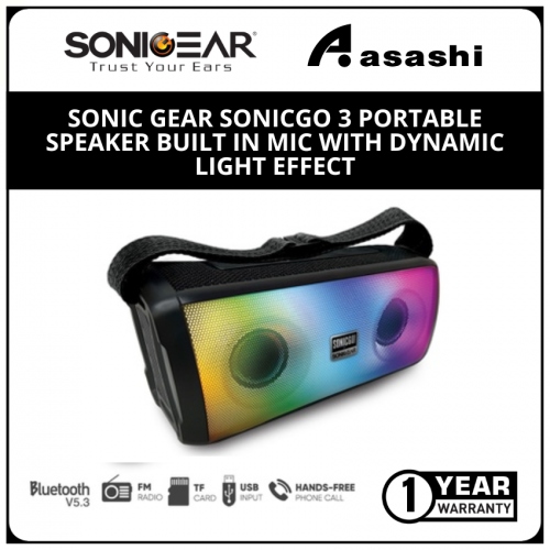 Sonic Gear SONICGO 3 Portable Speaker Built in Mic with Dynamic Light Effect