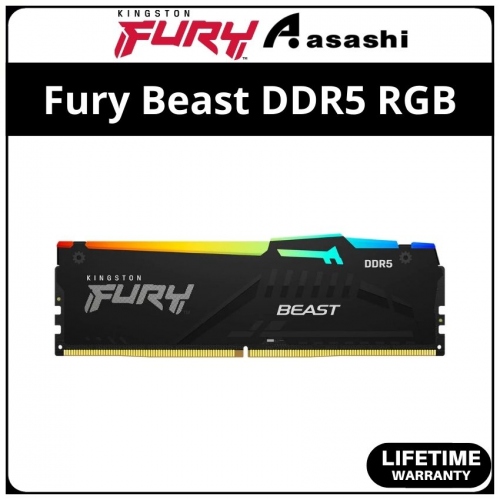 Kingston Fury Beast Black RGB DDR5 32GB 5600Mhz CL40 XMP Support Performance PC Ram - KF556C40BBA-32
