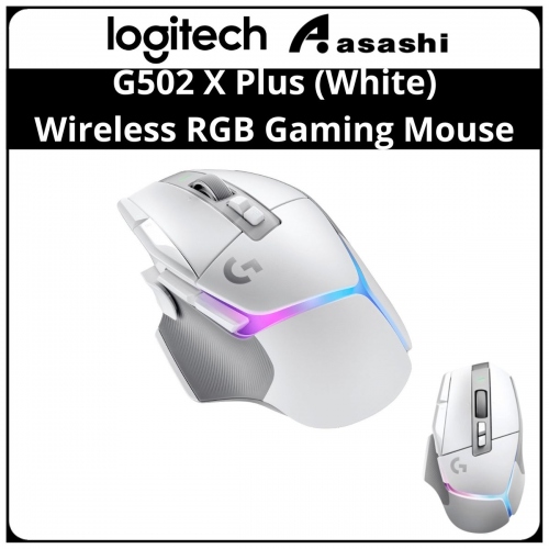 Logitech G502 X Plus Lightspeed Wireless RGB Gaming Mouse Lightforce Hero 25K Gaming Sensor - White