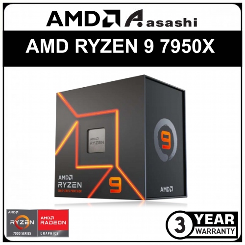 AMD RYZEN 9 7950X Processor (80M Cache, 16C32T, up to 5.7Ghz) AM5