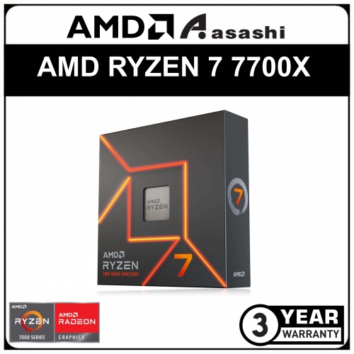 AMD RYZEN 7 7700X Processor (40M Cache, 8C16T, up to 5.4Ghz) AM5
