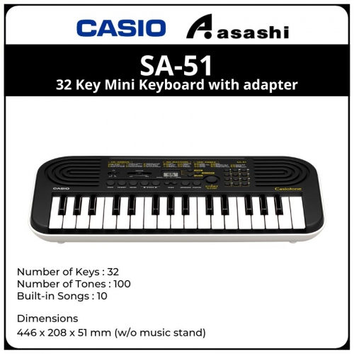 Casio SA-51 32 Key Mini Keyboard (SA51) - Black (with adapter)