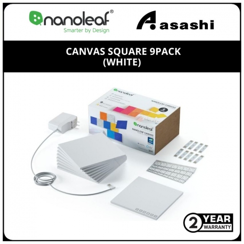 Nanoleaf Canvas Square | Starter Kit | 9 Pack | White | Power Adapter