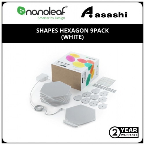 Nanoleaf Shapes Hexagon | Starter Kit | 9 Pack | White | Power Adapter