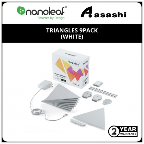 Nanoleaf Shapes Triangles | Starter Kit | 9 Pack | White | Power Adapter