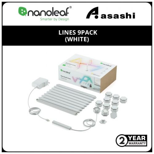 Nanoleaf Lines | Starter Kit | White | 9 Pack | Power Adapter