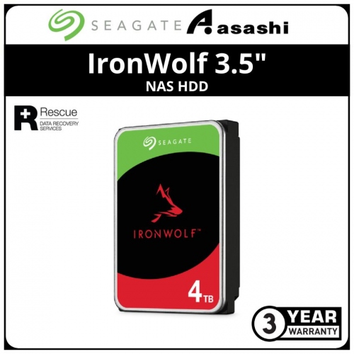 Seagate IronWolf 4TB NAS Internal Hard Drive CMR 3.5 Inch SATA 6Gb/s 5400  RPM 64MB Cache for RAID Network Attached Storage Rescue Services