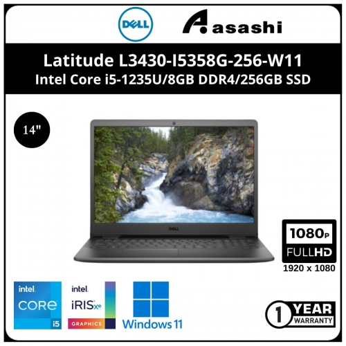 Dell Latitude L3430-I5358G-256-W11 Commercial Notebook (i5-1235U/8GB DDR4/256GB SSD/14