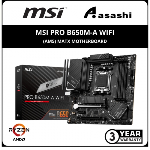 MSI PRO B650M-A WIFI (AM5) m-ATX Motherboard