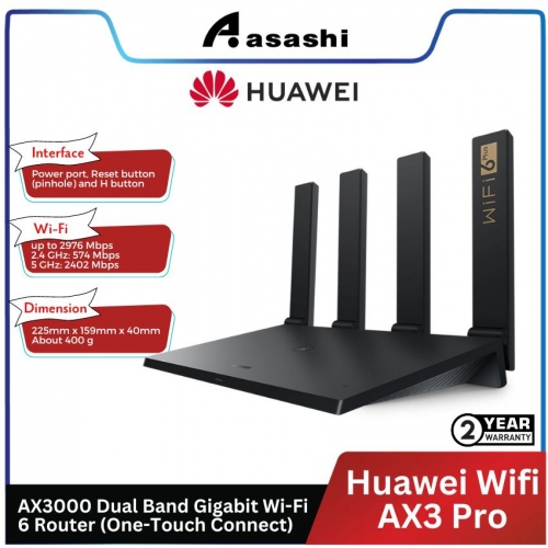 Huawei Wifi AX3 Pro AX3000 Dual Band Gigabit Wi-Fi 6 Router (One-Touch Connect)