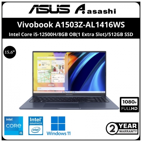 Asus Vivobook A1503Z-AL1416WS Notebook - (Intel Core i5-12500H/8GB OB(1 Extra Slot)/512GB SSD/15.6