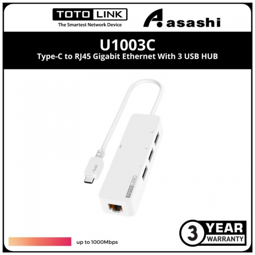 Totolink U1003C Type-C to RJ45 Gigabit Ethernet With 3 USB HUB